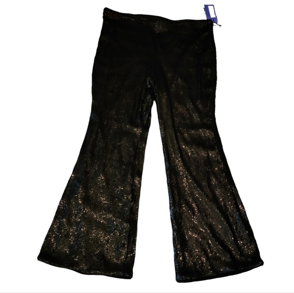 NWT Future Collective black sequin stretch flare pants.  Women's size 20W/22W - Picture 13 of 16